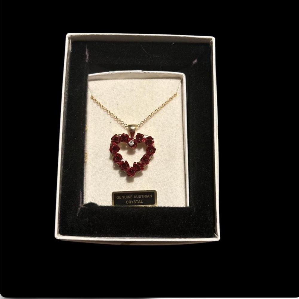 Others Follow Gold Necklace with Red Crystal Heart